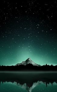 Preview wallpaper mountain, starry sky, stars, art