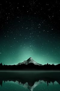 Preview wallpaper mountain, starry sky, stars, art