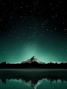 Preview wallpaper mountain, starry sky, stars, art
