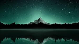 Preview wallpaper mountain, starry sky, stars, art
