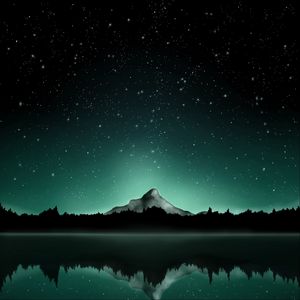 Preview wallpaper mountain, starry sky, stars, art