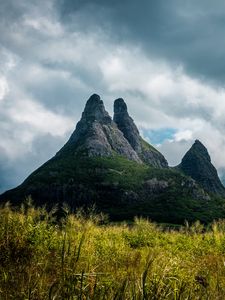 Preview wallpaper mountain, stone, grass, massive