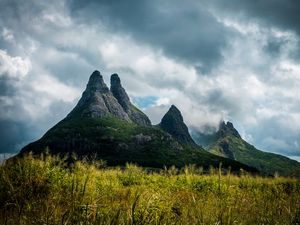 Preview wallpaper mountain, stone, grass, massive