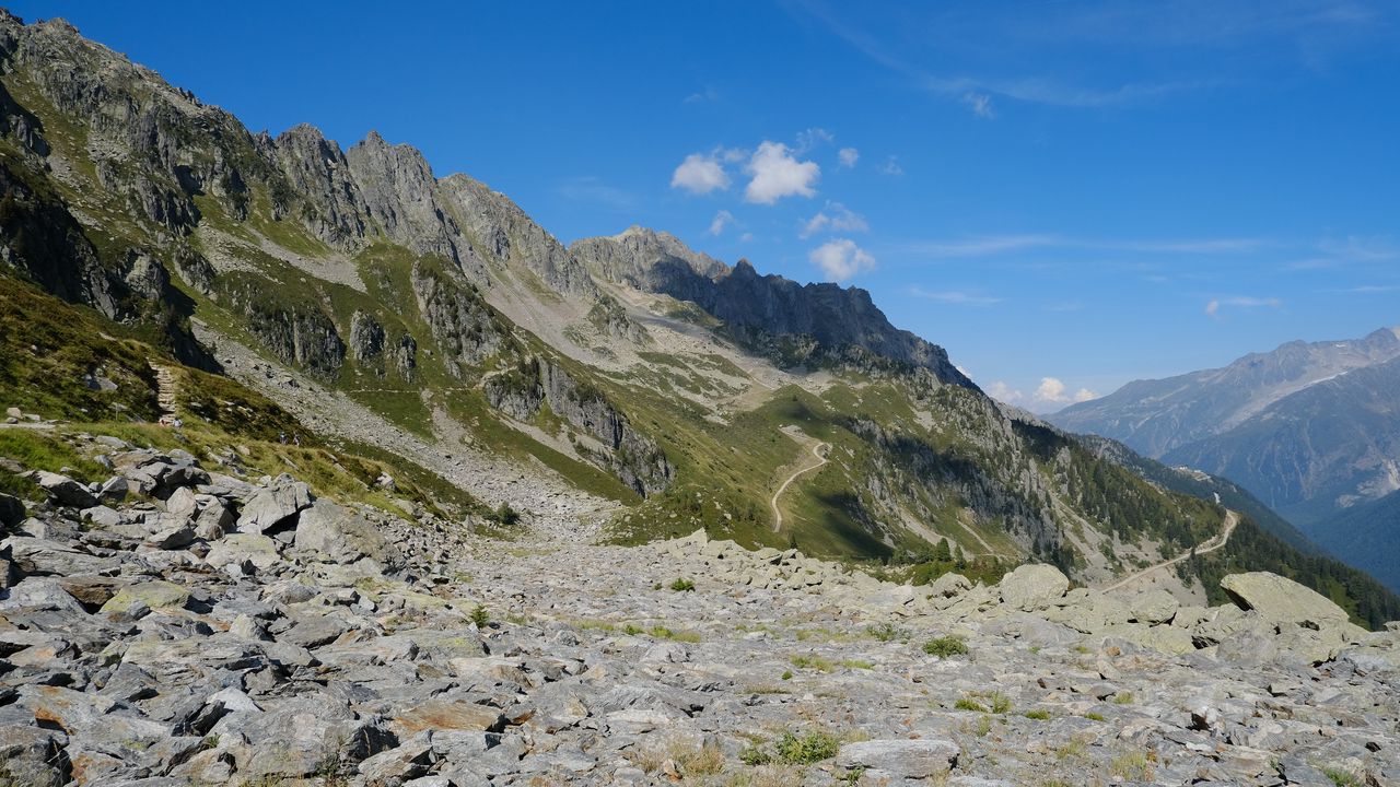 Wallpaper mountain, stones, rocks, path, nature