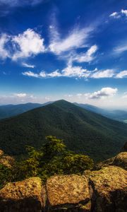 Preview wallpaper mountain, stones, top, mountain landscape, hawksbill mountain, shenandoah national park