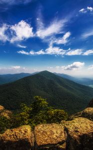 Preview wallpaper mountain, stones, top, mountain landscape, hawksbill mountain, shenandoah national park