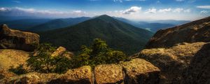 Preview wallpaper mountain, stones, top, mountain landscape, hawksbill mountain, shenandoah national park