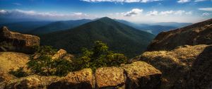 Preview wallpaper mountain, stones, top, mountain landscape, hawksbill mountain, shenandoah national park