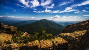 Preview wallpaper mountain, stones, top, mountain landscape, hawksbill mountain, shenandoah national park