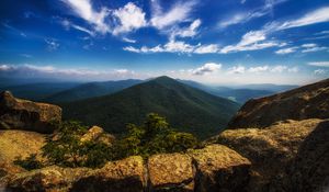 Preview wallpaper mountain, stones, top, mountain landscape, hawksbill mountain, shenandoah national park