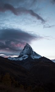 Preview wallpaper mountain, summit, clouds, switzerland