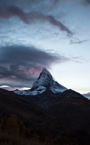 Preview wallpaper mountain, summit, clouds, switzerland