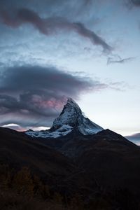 Preview wallpaper mountain, summit, clouds, switzerland