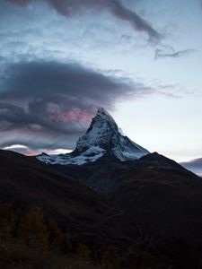 Preview wallpaper mountain, summit, clouds, switzerland