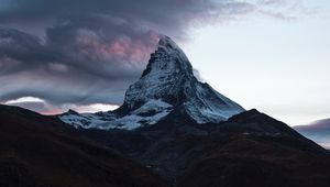 Preview wallpaper mountain, summit, clouds, switzerland