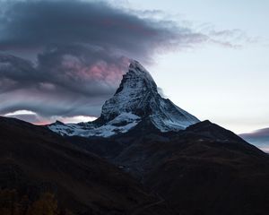 Preview wallpaper mountain, summit, clouds, switzerland