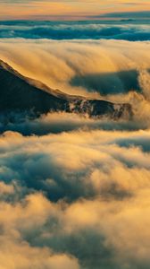 Preview wallpaper mountain, summit, clouds, haleakala, united states