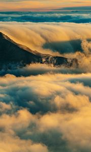 Preview wallpaper mountain, summit, clouds, haleakala, united states