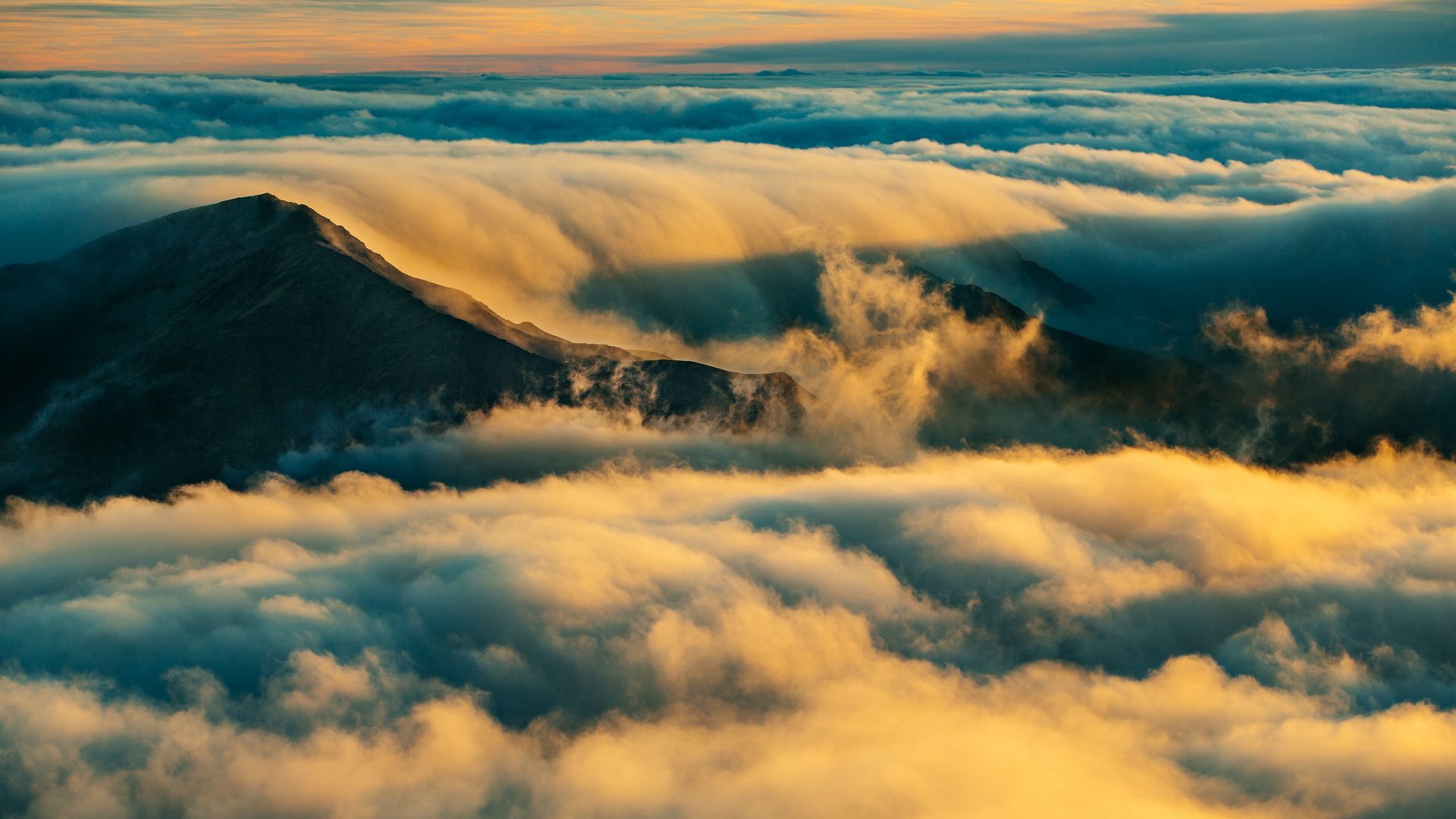 Download wallpaper 1920x1080 mountain, summit, clouds, haleakala ...