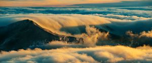 Preview wallpaper mountain, summit, clouds, haleakala, united states