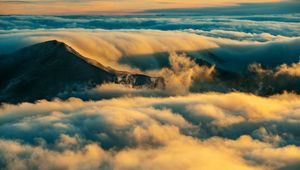Preview wallpaper mountain, summit, clouds, haleakala, united states
