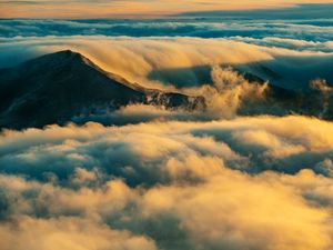 Preview wallpaper mountain, summit, clouds, haleakala, united states