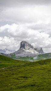 Preview wallpaper mountain, summit, hills, grass, landscape