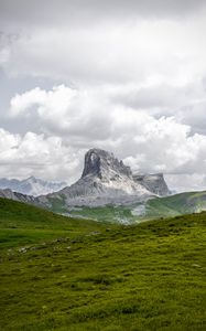 Preview wallpaper mountain, summit, hills, grass, landscape