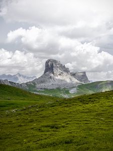 Preview wallpaper mountain, summit, hills, grass, landscape