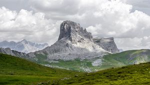 Preview wallpaper mountain, summit, hills, grass, landscape