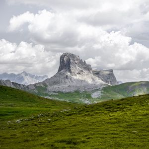 Preview wallpaper mountain, summit, hills, grass, landscape