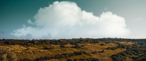 Preview wallpaper mountain, sunrise, clouds, grass