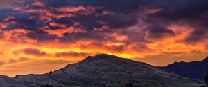 Preview wallpaper mountain, sunset, clouds, queenstown, new zealand