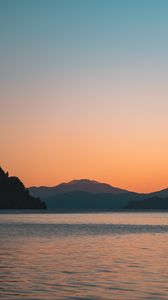Preview wallpaper mountain, sunset, water, landscape
