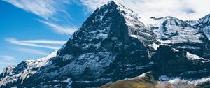 Preview wallpaper mountain, top, grass, sky, snow, grindelwald