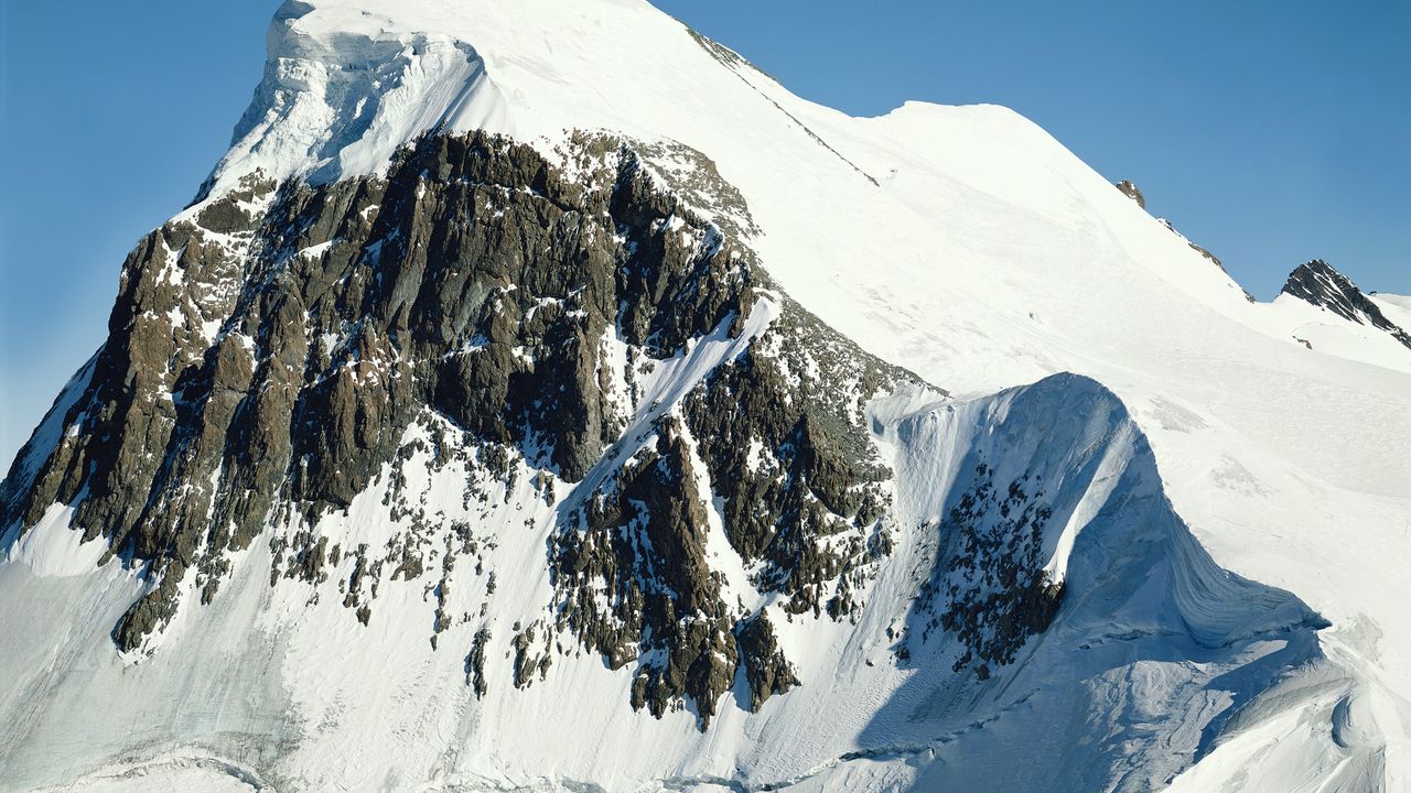 Wallpaper mountain, top, rock, snow, height, gray, white, blue