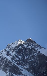 Preview wallpaper mountain, top, sky, moon, snow
