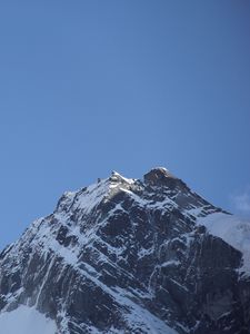 Preview wallpaper mountain, top, sky, moon, snow