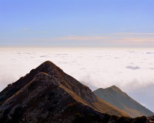 Preview wallpaper mountain, top, sky, clouds, carrega ligure, italy