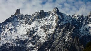 Preview wallpaper mountain, top, snow, sky, mountain landscape
