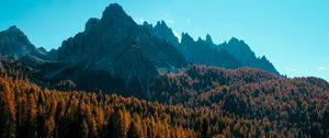 Preview wallpaper mountain, trees, autumn, shadows, aerial view