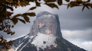 Preview wallpaper mountain, trees, branches, landscape