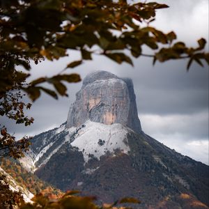 Preview wallpaper mountain, trees, branches, landscape