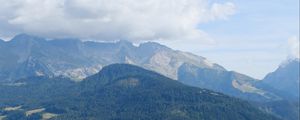 Preview wallpaper mountain, trees, cloud, foot, landscape