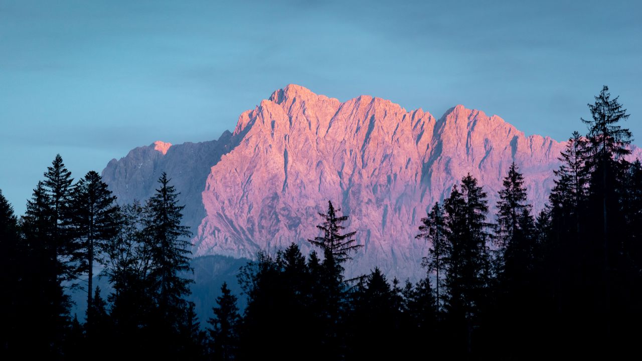Wallpaper mountain, trees, fog, dusk, landscape
