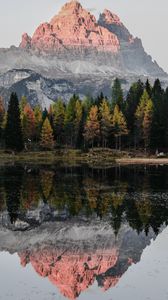 Preview wallpaper mountain, trees, lake, reflection, landscape