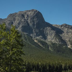 Preview wallpaper mountain, trees, lake, landscape, nature