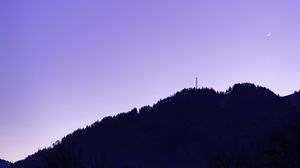 Preview wallpaper mountain, trees, twilight, dark, landscape