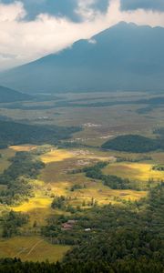 Preview wallpaper mountain, valley, clouds, landscape, aerial view