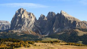 Preview wallpaper mountain, valley, lowland, village, landscape, nature